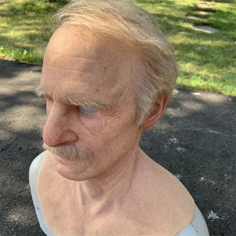 Change Your Look with Halloween, Christmas Latex Old Man Mask Headwear-Skin-Safe Latex Props for Adult Parties and Holiday Decorations