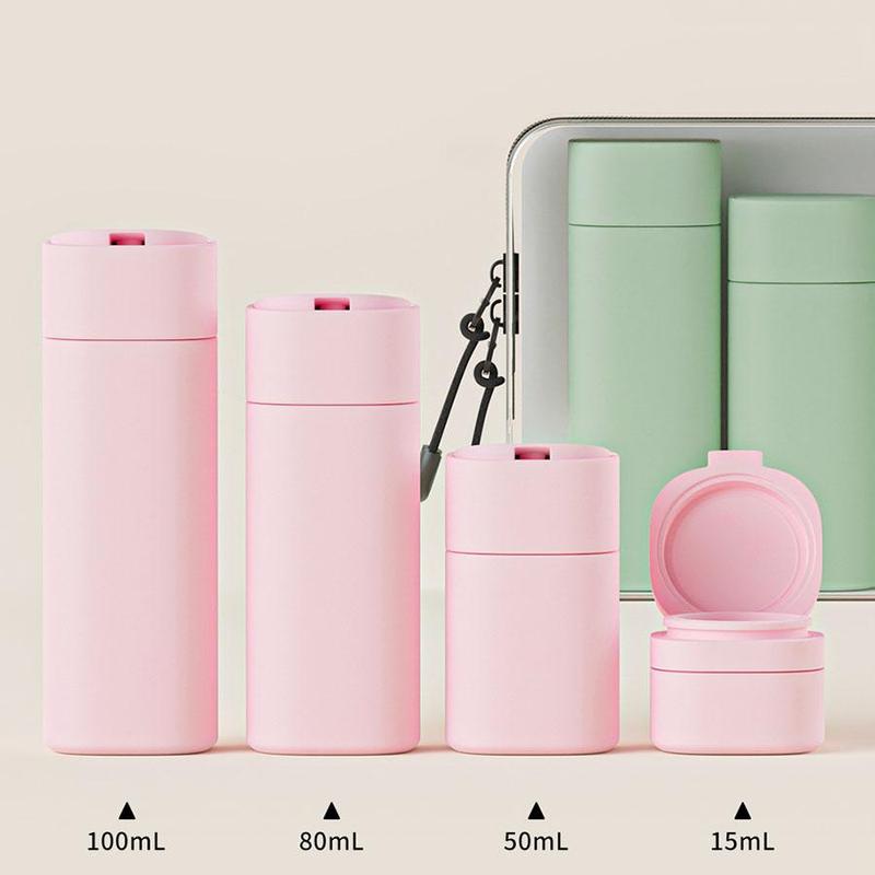 Travel Cosmetic Container Set, 5 Counts set Empty Refillable Bottle with Storage Bag, Portable Travel Bottle Set, Skin Care Product for Women, Christmas Gift