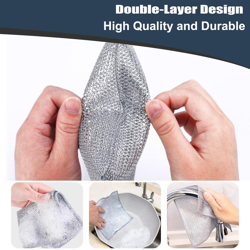 18 Pcs New Upgrade Steel Wire Dishcloth,Double-Layer Powerful Cleaning Non-Scratch Wire Dishcloth Rag for Cookware, Sinks, Dishes, Stove Tops Kitchen