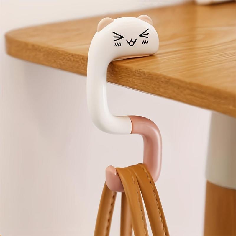 Cute Cat Design Handbag Hanger, Portable Adjustable Desk Handbag Holder, Home Storage Organizer for Living Room Bedroom Bathroom