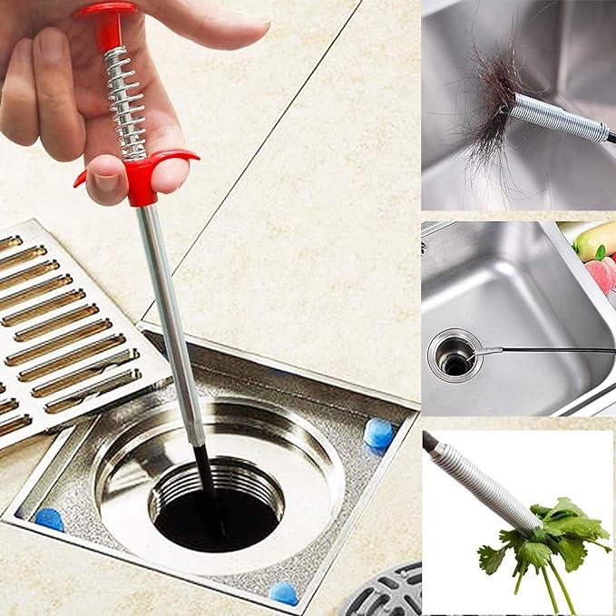 Drain Snake, Drain Clog Remover - Gutter Cleaning Tools Drain Cleaner for Toilet Sewer Shower Kitchen Bathroom Tub Clogged Drains Opener Cleaning Tool, Flexible Grabber Claw Pick Up Reacher