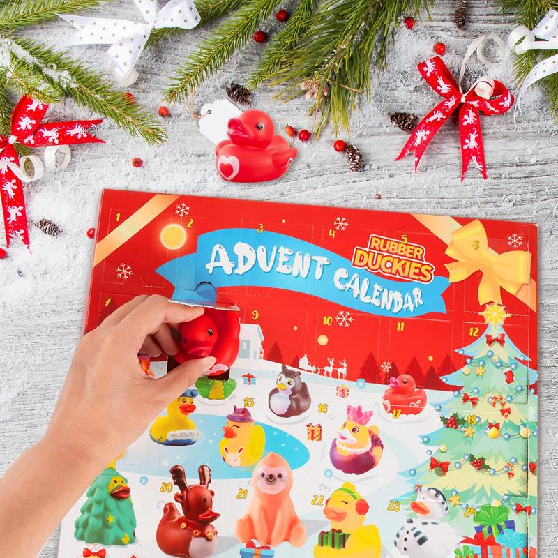 CHRISTMAS SALE:2024 Advent Calendar Christmas Ducks - 24pcs  Duck Advent Calendar 24 Days of Christmas Countdown  Fun Duck Bath for Xmas Holiday Gifts Party Duck Party Favors Halloween Rubber