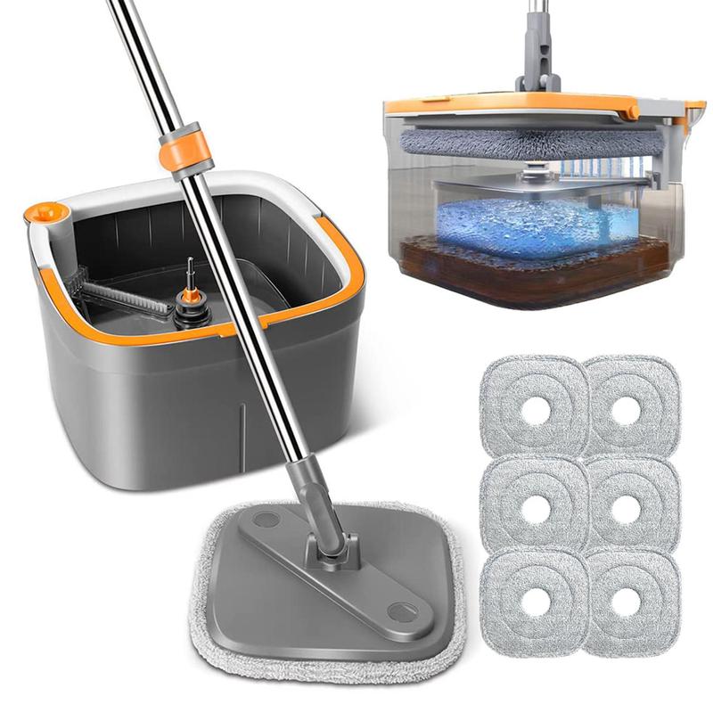 Free shipping!!TikStar Spin Mop & Bucket Set with Self-Separating Dirty Water & Clean Water System, Self-Drying 360° Spin Square Mop Head for Hardwood Tile Marble Floors,Cleaning Mop after the party,a