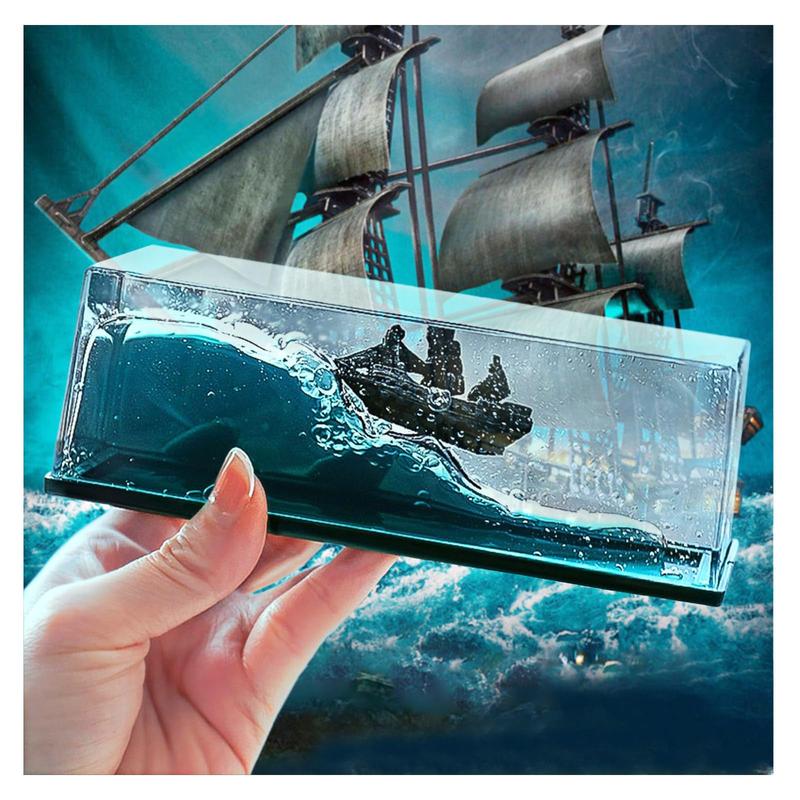 Ship in a bottle-dashboard decorations,Cruise Ship Fluid Drift Bottle-Black Pearl,Unsinkable Cruise Ship Toy,Cruise Ship Fluid Drift Model Decoration,Home Decoration Toys Gift