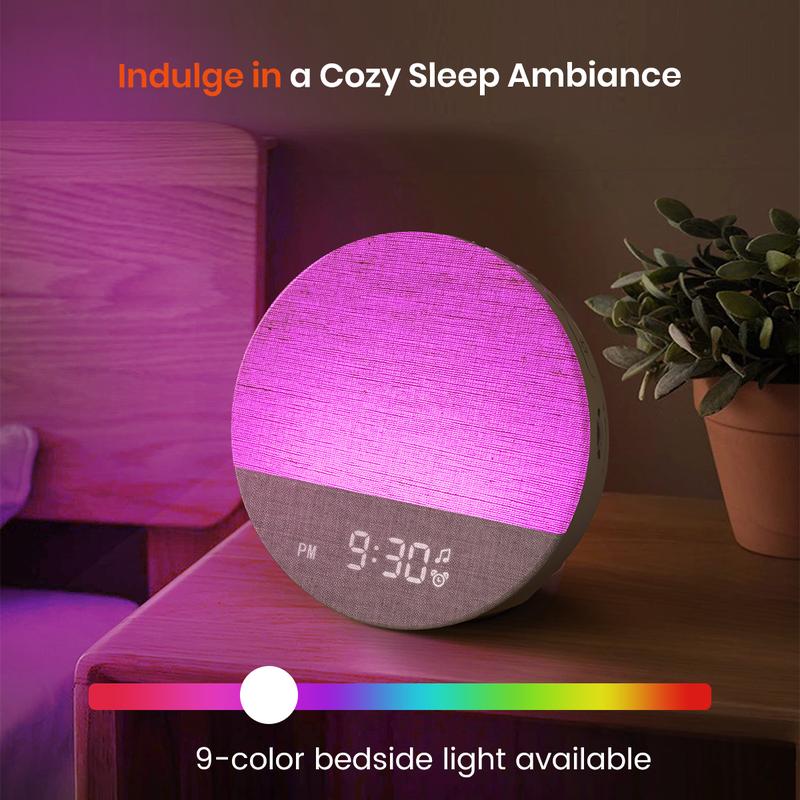 Sunrise Alarm Clock and Sound Machine Nightlight, Christmas Gift, Digital Dimmable Clock for Bedroom, 26 Sleep Sounds, White Noise Machine for Adults, Wake Up Light Alarm Clock Decor