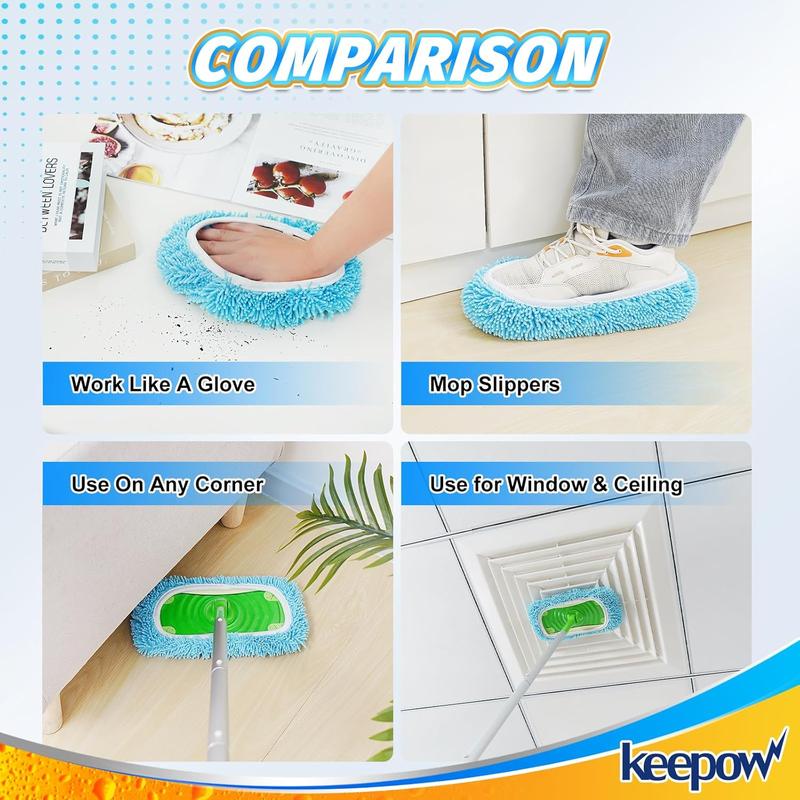 KEEPOW Reusable & Washable Cloths for Swiffer Sweeper Microfiber Mop Pads (Mop is Not Included)