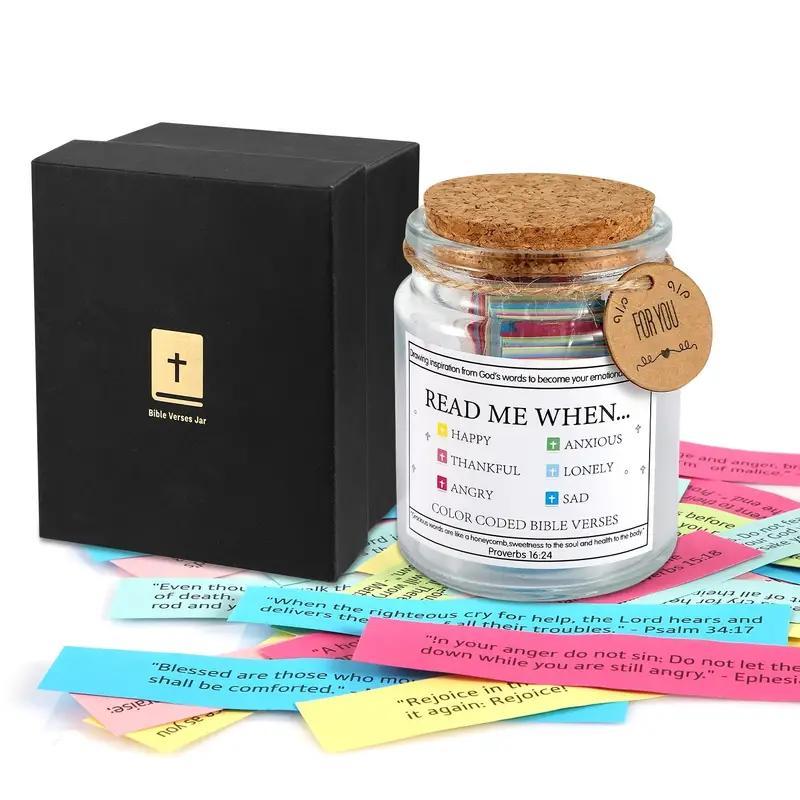 Bible Themed Emotional Jar with  Gift Box, 1 Count Colorful Emotional Jar with Gift Box & Poetry Card, Party Gift for Friends & Family