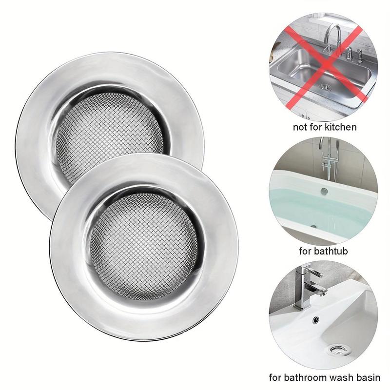 Stainless Steel Bathtub Strainer, 2pcs Sink Strainer, Shower Drain Hair Catcher, Sink Drain Strainer for Home Kitchen Bathroom