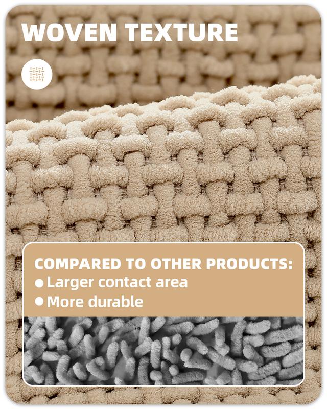 Color&Geometry Chenille Bathroom Rugs Fit Under Door,Non-slip Bath Rug -Absorbent, Flat, Anti-skid, Soft, Machine Washable, Quick Dry Indoor Bath Mats Shower Decor Microfiber