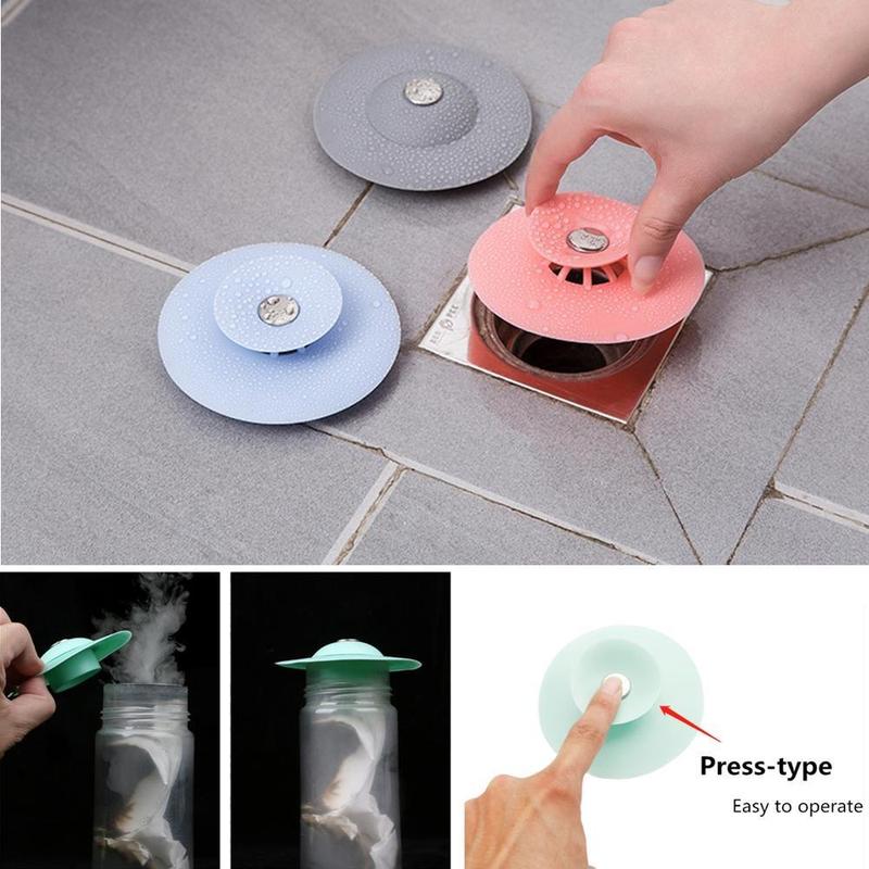 Shower Drain Stopper, 1 Count Silicone Shower Drain Cover, Random Color Bathroom Sink Drain Stopper for Bathtub, Home Essentials