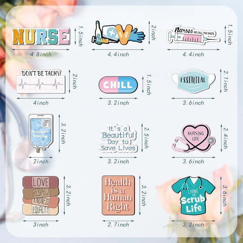 12 count Nurse Refrigerator    Stickers  Stickers Funny  School Essentials   Student Stickers  Nurse Decal for Refrigerator Laptops