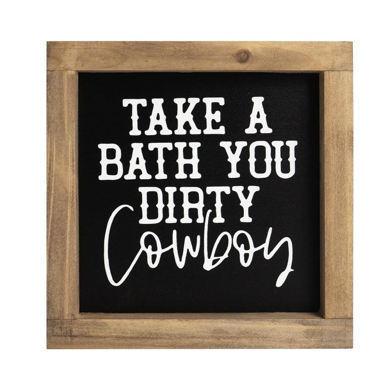 Western Bathroom Decor Southwestern Wall Art, Wooden Take A Bath You Dirty Cowboy Signs, Home Shelf Table Rustic Decoration