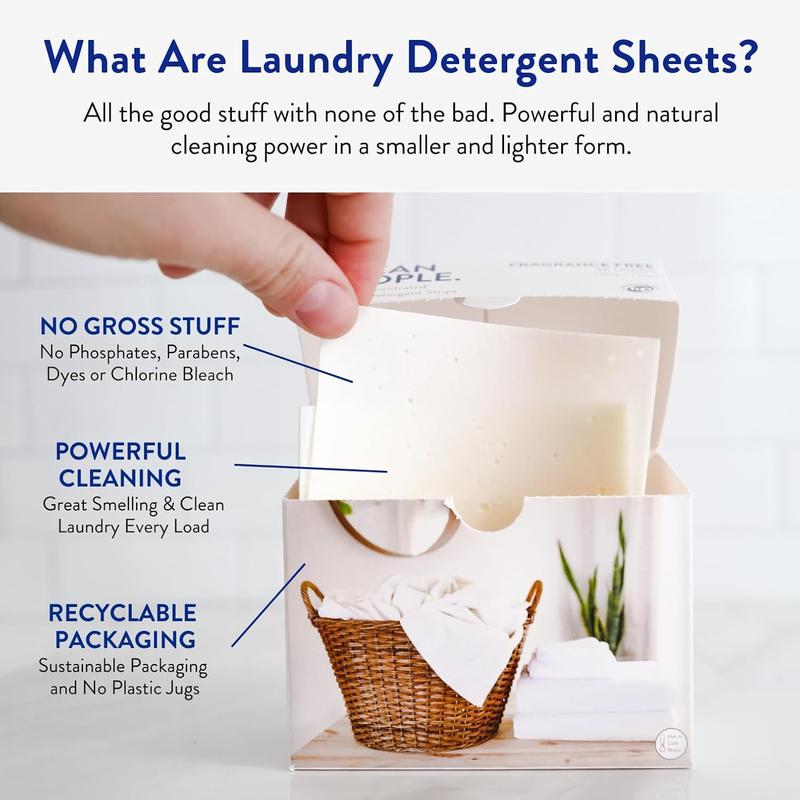 The Clean People Laundry Detergent Sheets - Hypoallergenic Laundry Soap - Ultra Concentrated, Recyclable Packaging, Stain Fighting - Fresh Scent, 32 Pack no brand