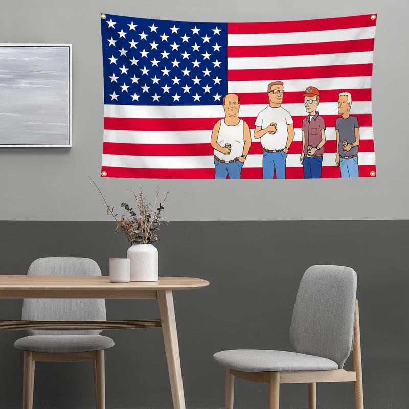 King of the Hill TV show America Flag Fun tapestry 3*5FT banner wall hanging wall art flag suitable for home decoration college dormitory bedroom living room party decoration flag