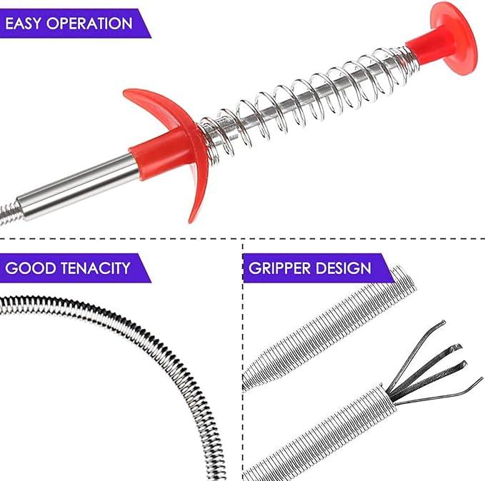 Drain Snake, Drain Clog Remover - Gutter Cleaning Tools Drain Cleaner for Toilet Sewer Shower Kitchen Bathroom Tub Clogged Drains Opener Cleaning Tool, Flexible Grabber Claw Pick Up Reacher