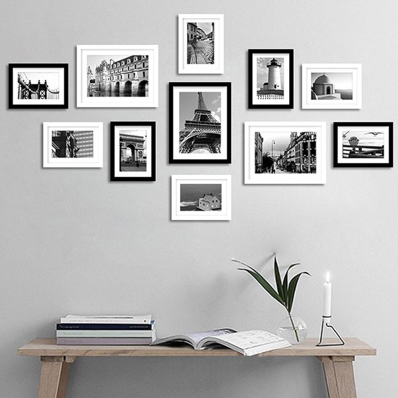 8.5x11 Picture Frame Set of 2, Made of High Definition Real Glass, Display 6x8 with Mat or 8.5 x 11 Without Mat, Photo Frames for Wall Mounting or Table Top Display, Black