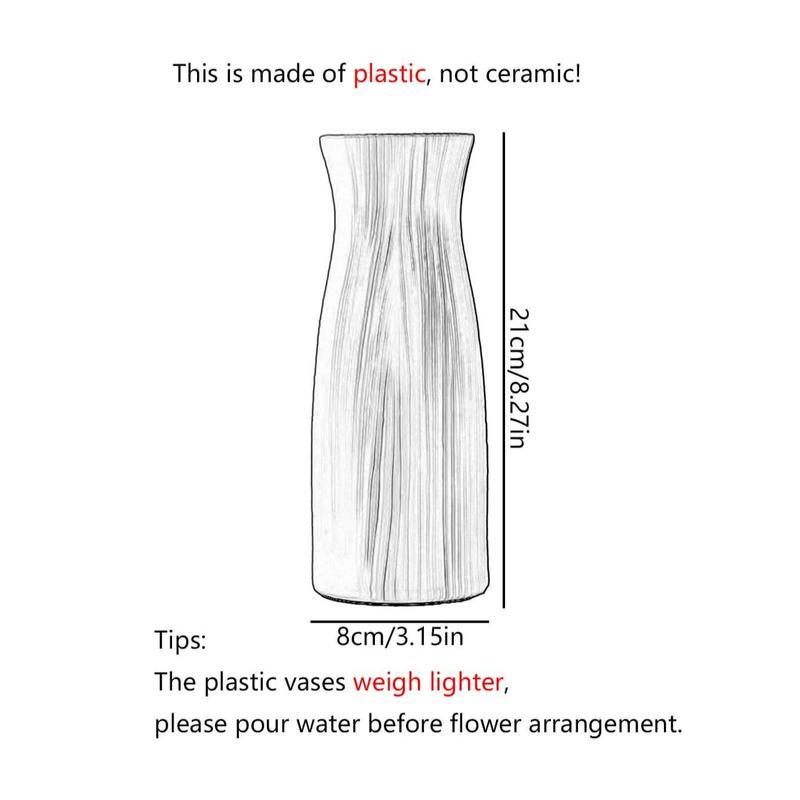 Simple Plastic Vase, Faux Ceramic Vase For Home Decoration Flower, Arrangement Supplies for Decor, Gift for Mom, Spring Decor 2024, Home Decor, Room Accessories