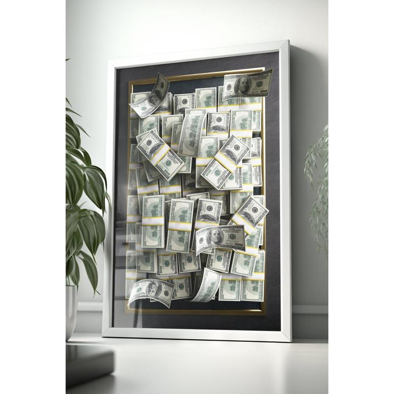 Cash Money Wall Art Decor Cash Man Cave Interior Wall Art Decor Stacks of Money Design Rich Wall Art Money Office Decor Gift For Him Print