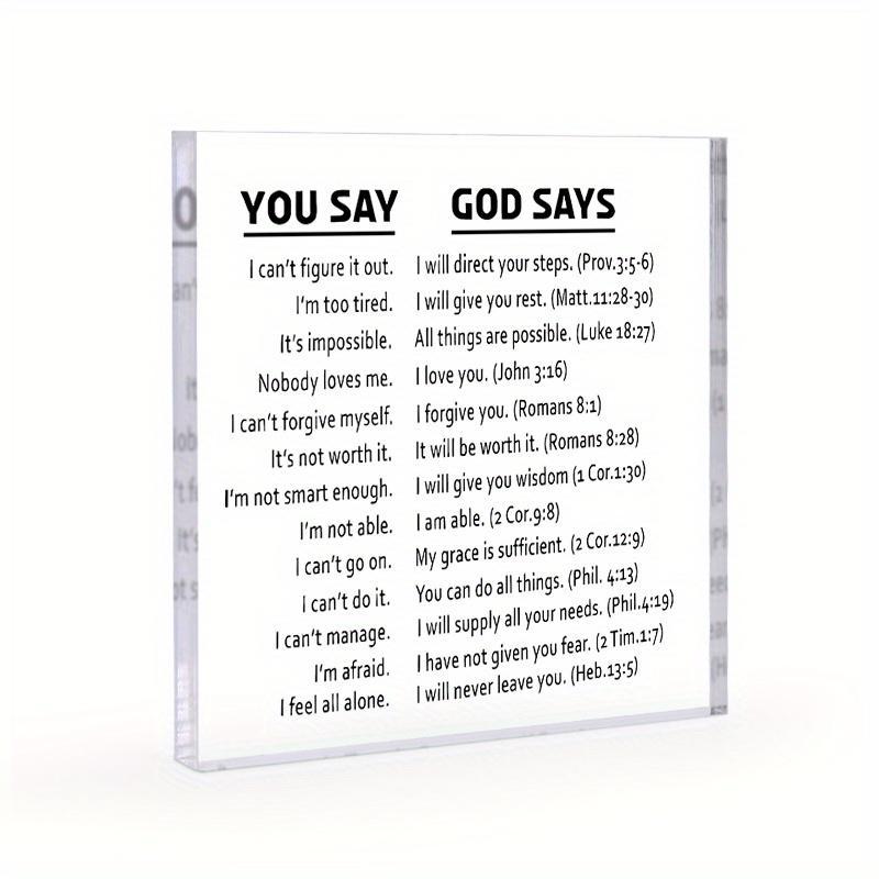 Christian Inspirational Acrylic Sign Decor, Bible Verses Sign, Religious Motivational Decoration for Home & Office, Perfect Birthday Gift Idea