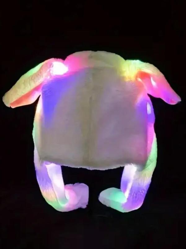 Cute Rabbit Design Hat, Glowing Hat with Moveable Bunny Ears, Fashion Accessories for Women & Men, Luminous Hat for Party