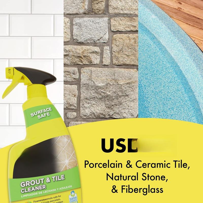 Grout and Tile Cleaner - 28 Ounce - Removes Tough Stains Dirt Caused by Mold Mildew Soap Scum and Hard Water Staining - Safe on Tile Ceramic Porcelain, pack of 2