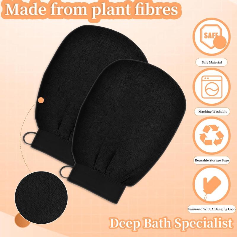 3 count  Glove  Scrubber, Premium  Mitt for Normal to Dry ,  Exfoliator for Self-Tan Removal and Applicationin, Made of Viscose Fiber 3 Black