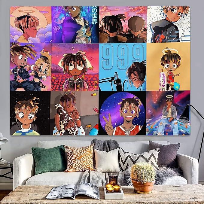 Juice Wrld 60*51in Tapestry For Bedroom Juice Wrld Posters For Room Aesthetic Wall Tapestrys Juice Wrld Rapper Tapestry Wall Hanging Decor Wall Blanket For Home Wall Decor