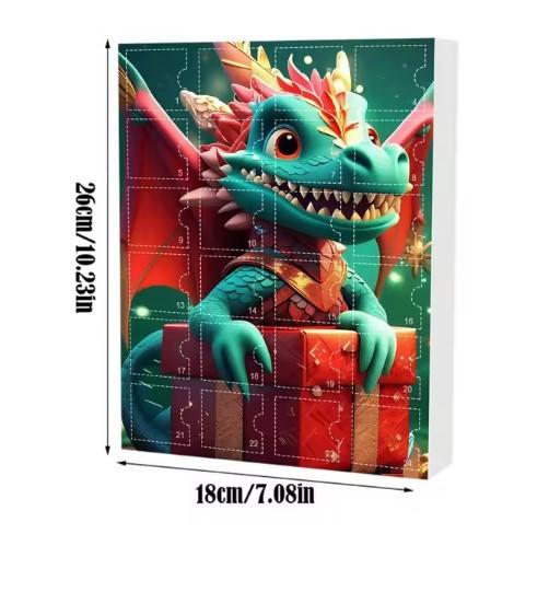 Dragon Christmas Advent Calendar 24 Days Of Vacation Advent Calendar Pendant 2D Advent Calendars Dinosaur Pendant Toy For Teens