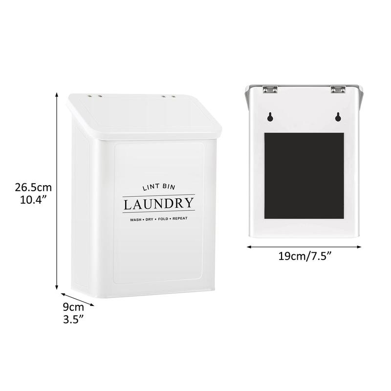 Magnetic Lint Bin for Laundry Room, 1 Count Modern Farmhouse Lint Bin & Accessories with Lid, Wall Mount Space Saving Washer & Dryer Trash Can