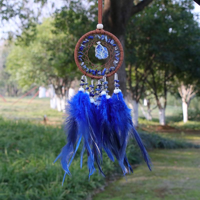 Natural Agate Dream Catchers 7 Chakra Crystal Gemstone Dream Catcher Tree Life Crystal Feather Dream Catchers Bedroom Hangings