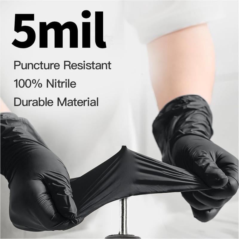 PDP Disposable Nitrile Exam Gloves, Chemical Resistant Powder-Free Non-Sterile Food Safe Medical Glove, Black Cleaning Rubber