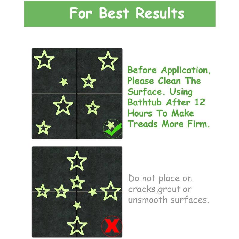 Star Shaped Bathroom Non-slip Sticker, 30 Sheets pack Waterproof Anti-slip Luminous Fluorescence Shower Tread Sticker,safety Bathtub Strips Adhesive Decals for Home Hotel Salon Bathroom Dormitory