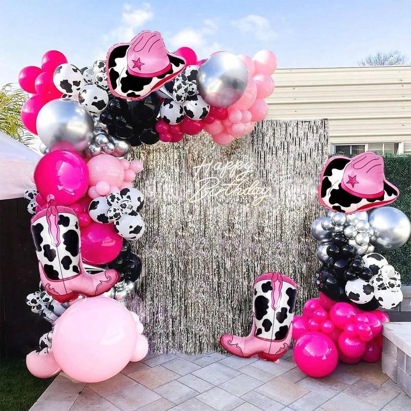 Cowgirl Theme Balloon Garland Arch Kit, 127pcs set Colorful Cow Print Balloon, Latex Balloon for Birthday Party Wedding Anniversary Ceremony Graduation