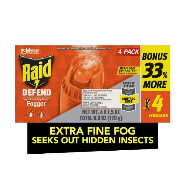 Raid Concentrated Deep Reach Fogger,Roach & Flea Insect Killer, 1.5 fl oz, 4 Cans