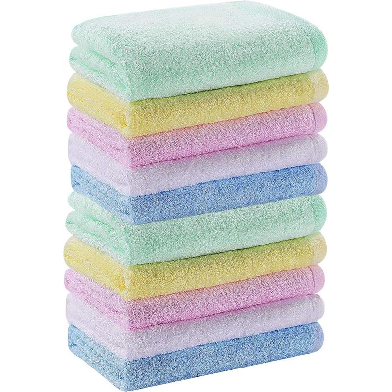 Multicolor Small Washcloths Set 10 Pack for Bath Hand Towel and Face Cloths or Bathroom-Kitchen Multi-Purpose Soft-Comfortable Absorbent Fingertip Towels 10'' x 10'' (10 Pack Multi)