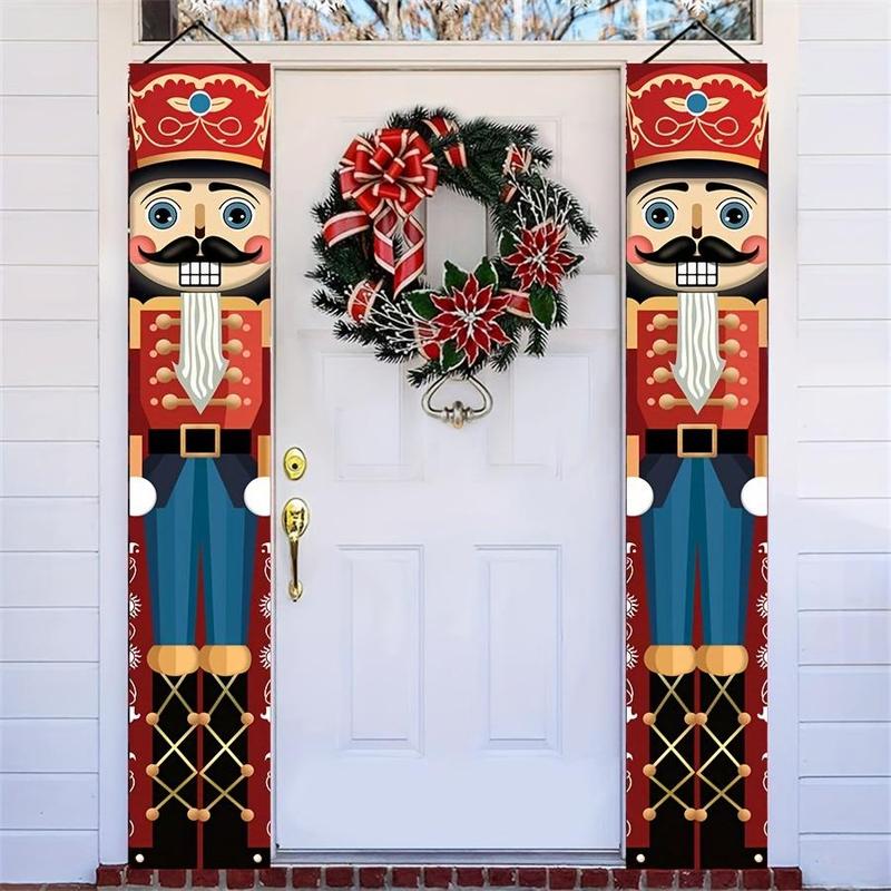 Nutcracker Design Door Banner, 2 Counts set Colorful Door Hanging Banner, Festive Backdrop for Home Office Entrance Decor