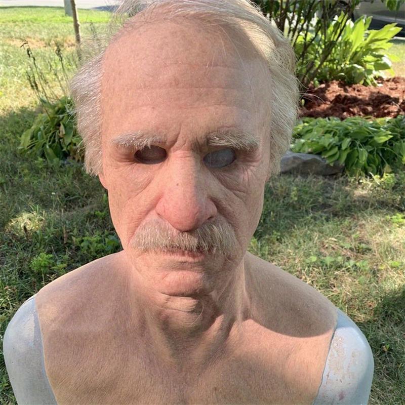 Change Your Look with Halloween, Christmas Latex Old Man Mask Headwear-Skin-Safe Latex Props for Adult Parties and Holiday Decorations