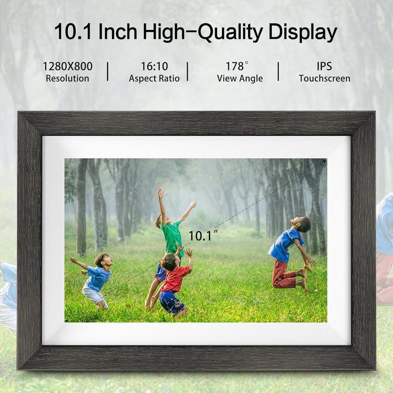 Thanksgiving & Christmas Gift 10.1 Inch WiFi Digital Photo Frame, 32GB Storage, Touchscreen, Share Photos & Videos, Rotate Decor, biu Frameo APP