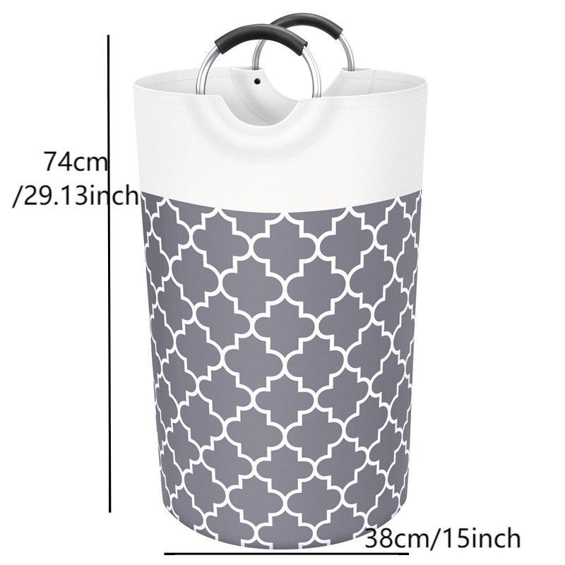 Geometric Pattern Laundry Basket, 1 Count Collapsible Tall Clothes Basket with Handles, Waterproof Travel Bathroom Dormitory Storage Basket