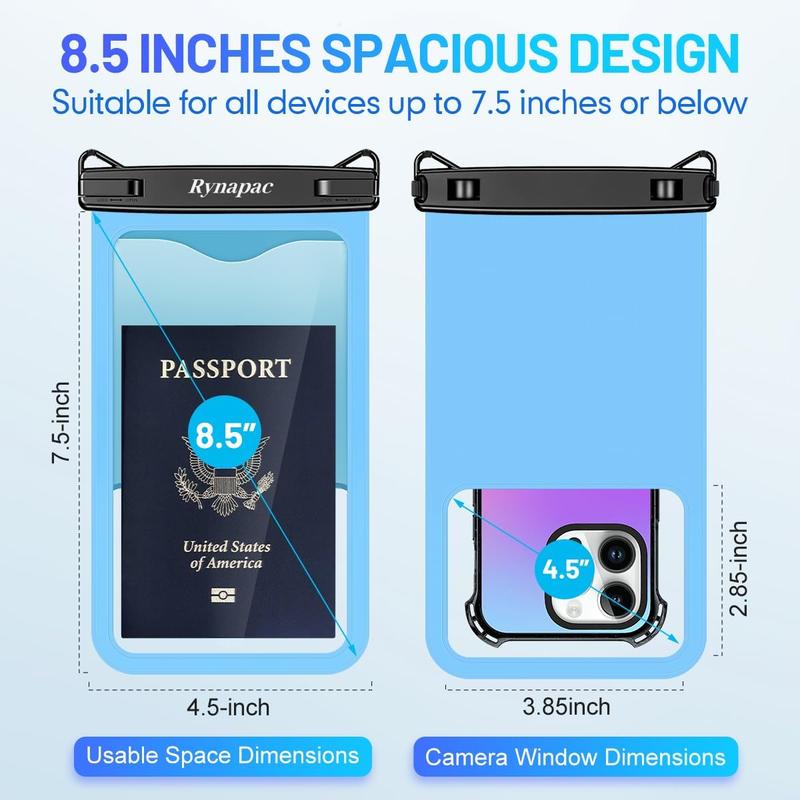 Waterproof Phone Pouch - 8.5in Waterproof Phone Case with Lanyard, IPX8 Cell Phone Dry Bag Beach Essentials for iPhone 15 15 Plus 15 Pro 15 Pro Max 13 14 SE Series, Galaxy 23 22 21 20 Series Organiser Adjustable Photo Cover