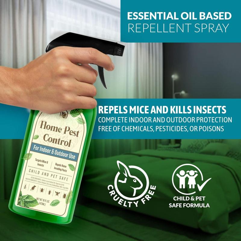 Peppermint Oil Mouse Repellent Spray - Roach Ant Spider Bug Insect Killer - Eco Friendly Pest Control to Repel Mice - Humane Repeller Alternative to Trap