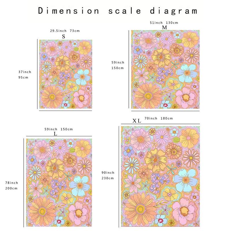 Floral Pattern Tapestry, Wall Hanging Tapestry, Cartoon Art Flower Decoration Background Cloth for Home Living Room Bedroom