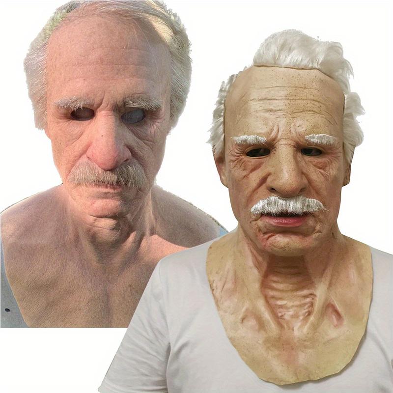 Change Your Look with Halloween, Christmas Latex Old Man Mask Headwear-Skin-Safe Latex Props for Adult Parties and Holiday Decorations