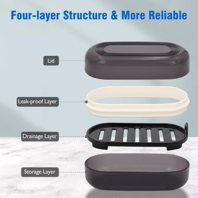 Travel Soap Container, Leakproof Soap Box, Travel Soap Holder with Removable Draining Layer, Portable Soap Case for Traveling, Camping, Gym (Black)(Creative Life Pavilion)