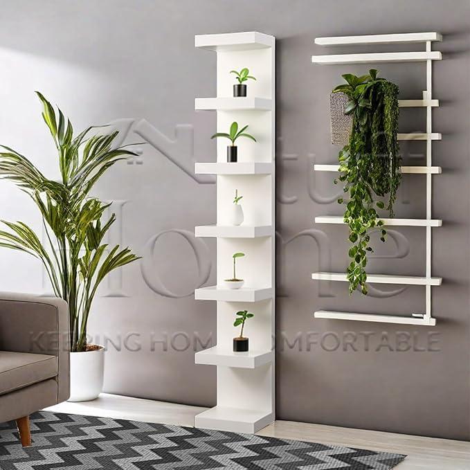 Wall Shelf Unit, 7 Tier Wall Shelves, Vertical Column Shelf Storage Home Decor Organizer Design Utility Lack Shelving, Design for Bedroom Living Room, 11 3 4x74 3 4, (White)