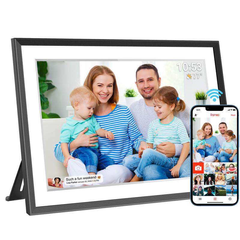 [Black Friday] Christmas Gift FRAMEO Digital Photo Frame, 10.1-Inch WiFi Digital Picture Frame with 1280x800 IPS FHD Touch Screen, Built-in  Wall Mountable Auto-Rotate Micro SD, Easy Share Photos Videos from Anywhere