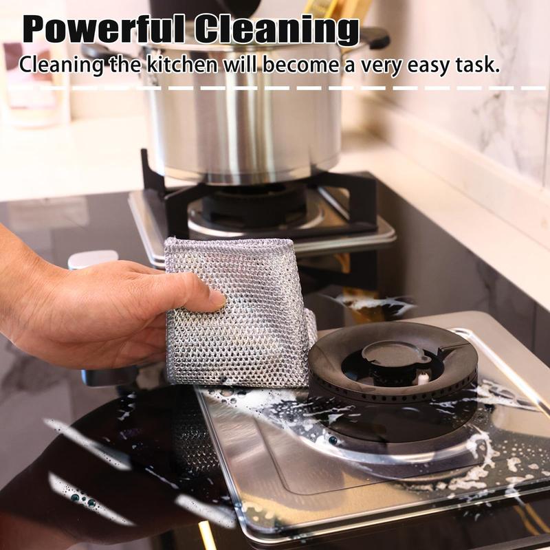 18 Pcs New Upgrade Steel Wire Dishcloth,Double-Layer Powerful Cleaning Non-Scratch Wire Dishcloth Rag for Cookware, Sinks, Dishes, Stove Tops Kitchen