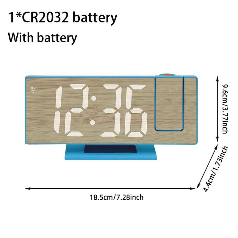 Bamboo Pattern LED Projection Alarm Clock, 1 Count Battery Powered 12 24 Hour Clock with Date & Temperature Display, Home Decor for Bedroom Living Room