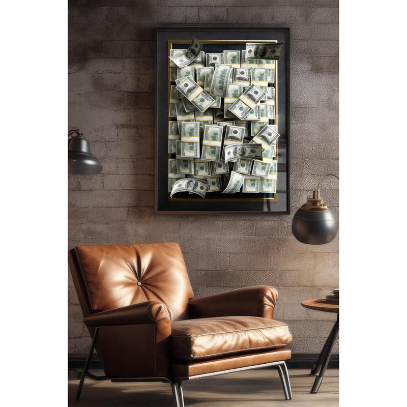 Cash Money Wall Art Decor Cash Man Cave Interior Wall Art Decor Stacks of Money Design Rich Wall Art Money Office Decor Gift For Him Print