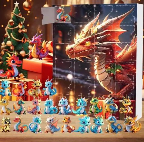 Dragon Christmas Advent Calendar 24 Days Of Vacation Advent Calendar Pendant 2D Advent Calendars Dinosaur Pendant Toy For Teens